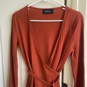 Minkpink wrap v neck long sleeve shirt - S